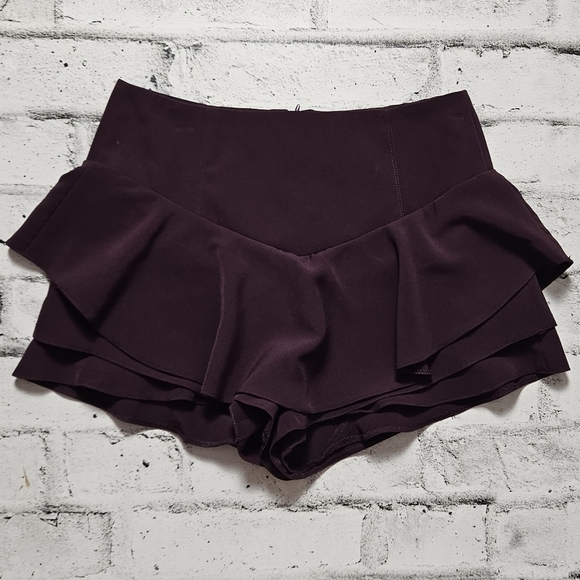 Revamped Pants - Revamped Plum Ruffle Skort Shorts M – High Rise Layered Mini